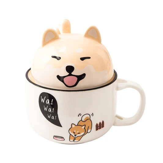 Kawaii Shiba Inu & Cat Ceramic Mug 🐕🐈 - Adorable Cartoon Cup for Cozy Tea & Coffee ☕️💖