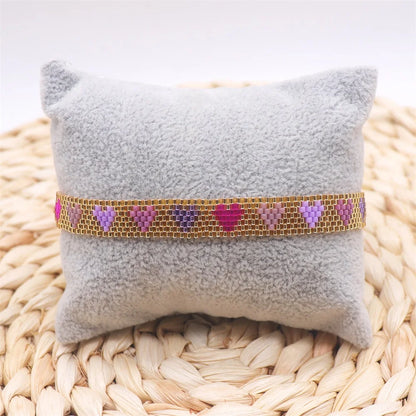 Kawaii Heart Weaving Bracelet 💖✨ | Adjustable Friendship Jewelry with Colorful Zircon 🌈 | Trendy Boho Gift for Women