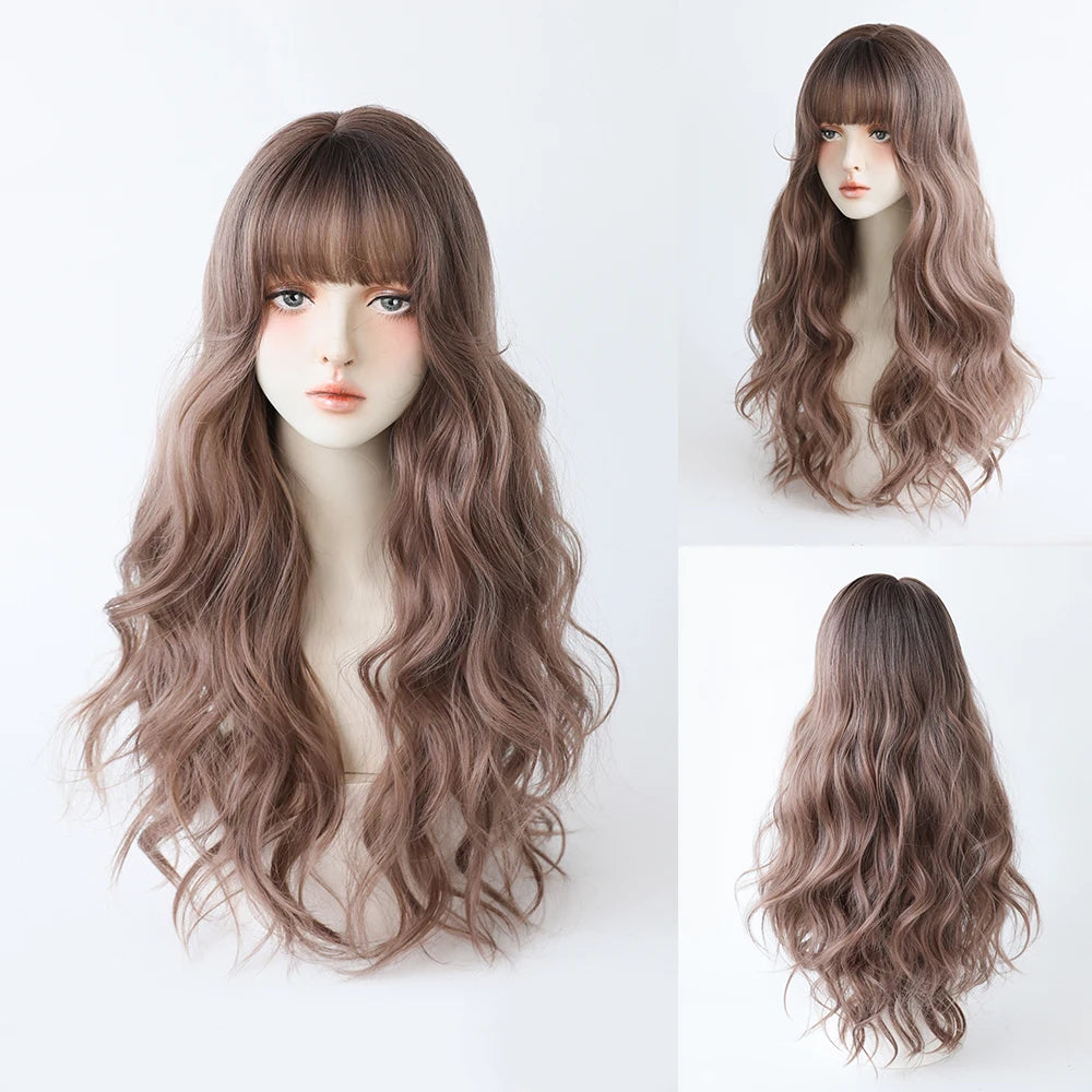 Kawaii Blonde Cosplay Wig 🎀✨ | Wavy Synthetic Hair with Bangs for Daily & Party Looks 💖