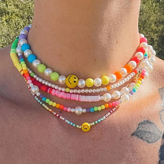 Whimsical Blossom Pearl Choker 🌸✨ Cute Colorful Beaded Necklace for Trendy Women! 🎀💖