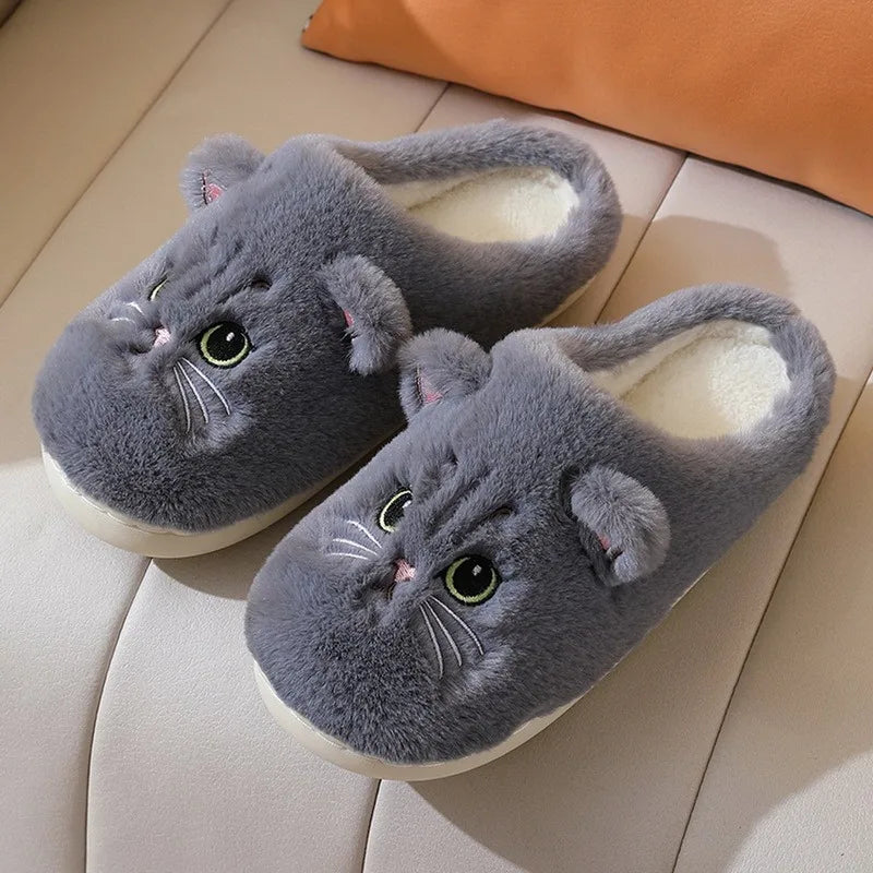 Fluffy Cat Slippers For Women And Men Warm Indoor Plush Slides 🐾😺❄️
