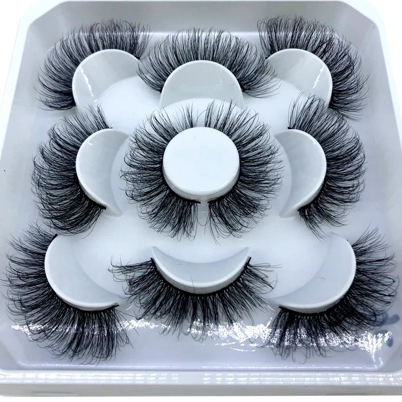 New 5 Pairs 8-25mm Natural 3D False Eyelashes Kit Mink Lashes Full Strip Look Whimsical Cute Glam 🌸✨