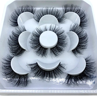 New 5 Pairs 8-25mm Natural 3D False Eyelashes Kit Mink Lashes Full Strip Look Whimsical Cute Glam 🌸✨