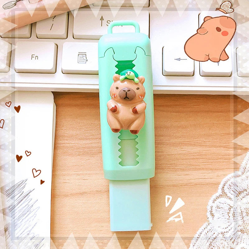 Kawaii Push Pull Capybara Eraser Cute Funny Pencil Rubber Kids Telescopic Eraser Office Supplies School Stationery Gift