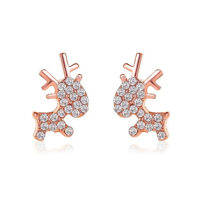 Deer Stud Earrings Cute Antler Charm CZ Crystal Gift For Girls Women 🎀🦌✨