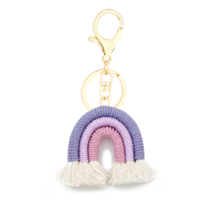 Kawaii 5cm Rainbow Tassel Keychains 🌈✨ | Cute Macrame Car Keyring & Bag Charm for Women 💖💼