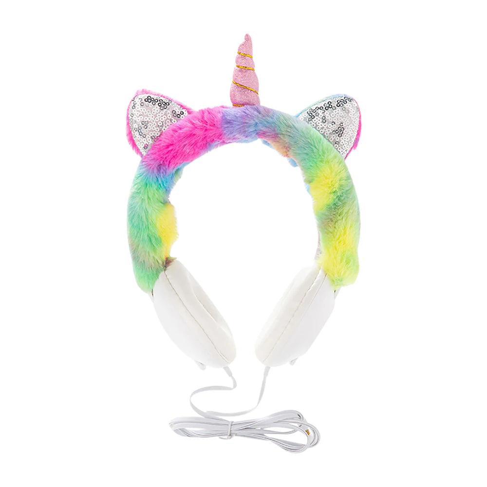 Kawaii Unicorn Ear Headphones 🦄🎧 - Adorable Over-Ear Wired Headset for Kids with 106dB Volume & 1.2m Cable! Perfect for Music, Gaming & Fun!