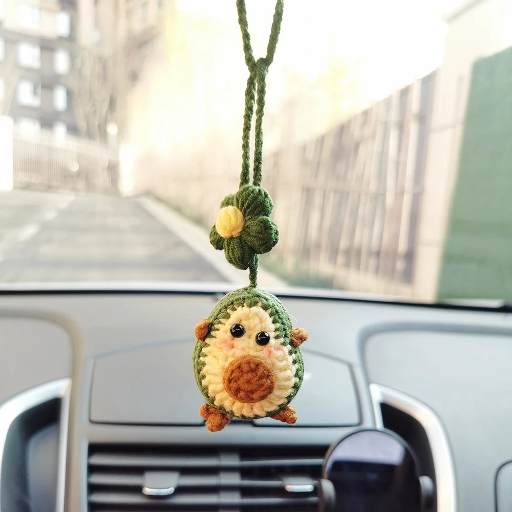 Kawaii Avocado Flower Car Charm 🎀 | Cute Hanging Decor for Teens 🚗✨ | Adorable Rear View Mirror Accessory 🌸🍏