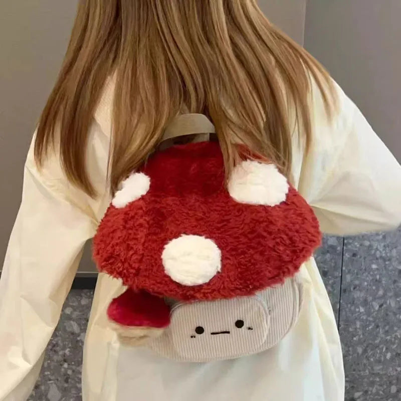 Mushroom Cartoon Backpack Women Plush Anime Bag Cute Gift 🎀🍄🧸