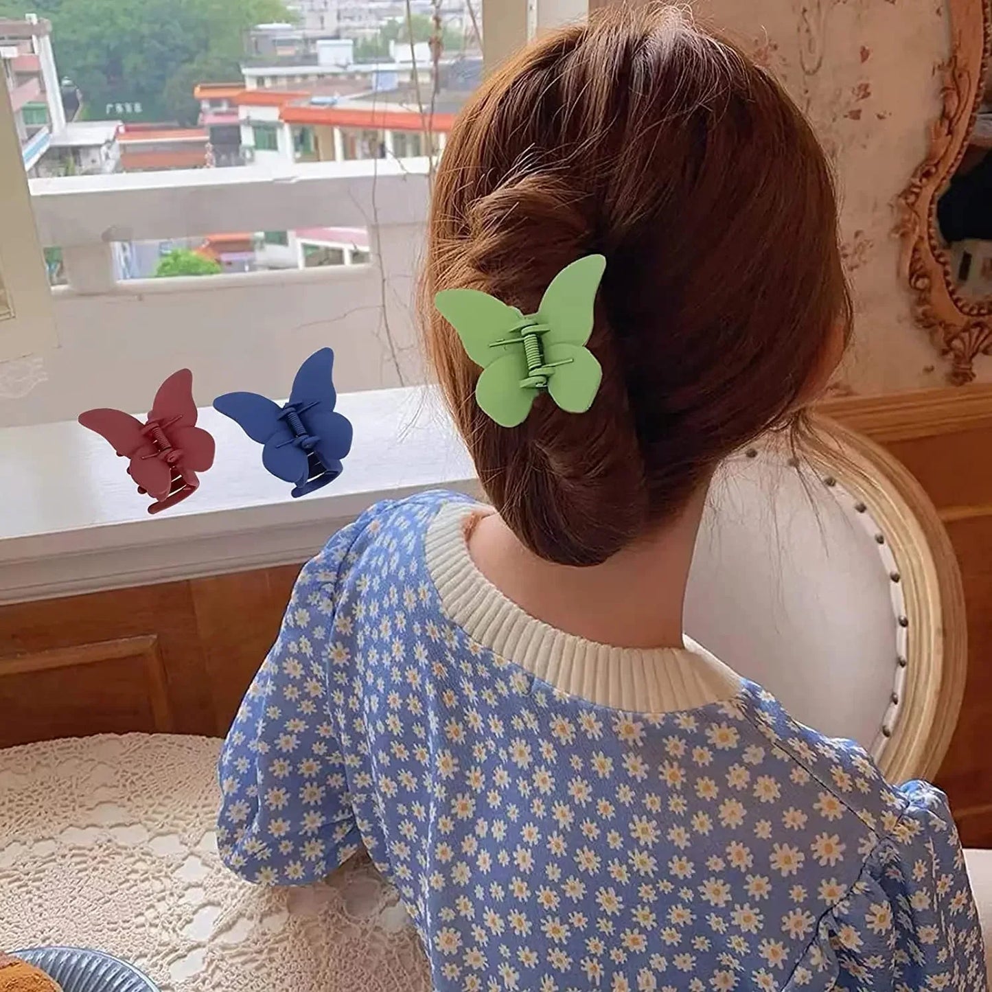 Kawaii Sweet Butterfly Hair Clip 🦋✨ | Adorable Solid Color Shark Clip for Girls' Hairstyles 🌈💕