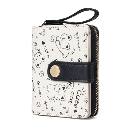 Kawaii Cat Girls Zipper Wallet 🐾💕 | Cute Short Purse for Students - Adorable Card Holder & Money Bag!