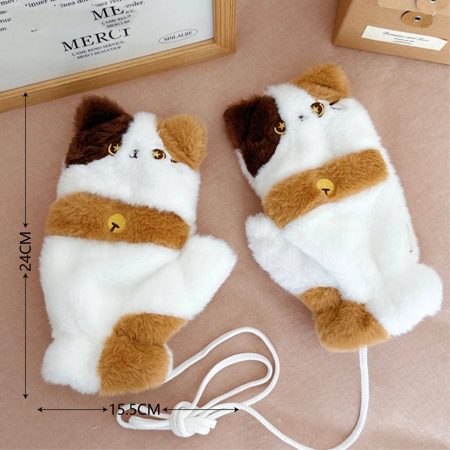 Winter Cute Cat Gloves Scarf Windproof Knee Protector Set Outdoor Warm Small Scarf