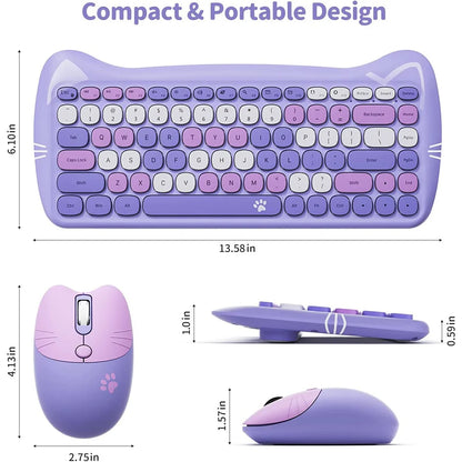 Adorable Cat-Shaped 2.4G Wireless Keyboard & Mouse Combo 🐱✨ - Kawaii Design for Cute Workspaces!