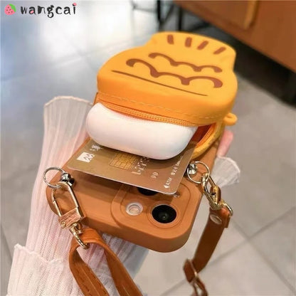 Kawaii Taiyaki Silicone Phone Case & Coin Purse for Samsung Galaxy 🍡💖 - Adorable Lanyard Wallet!