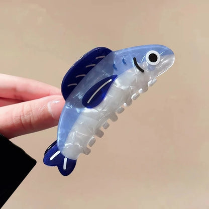 Ocean Sardine Hair Clip Cute Shark Texture Ponytail Holder Hair Accessory 🐟✨