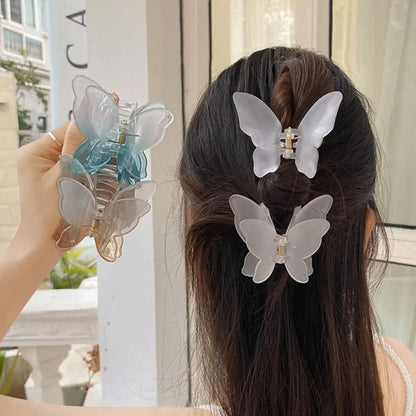 Kawaii Butterfly Acrylic Hair Claw Clip 🦋✨ | Colorful Matte Gradient Hairpin for Sweet Styles 🌈💖