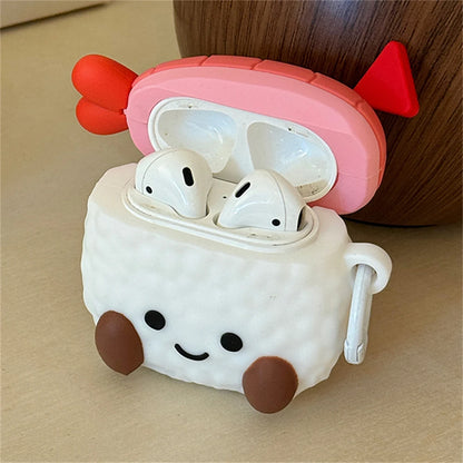 Adorable Sushi Rice Ball Silicone Earphone Case 🍣✨ for AirPods 1/2/3 & Pro 2 - Cute Kawaii Design 🎀