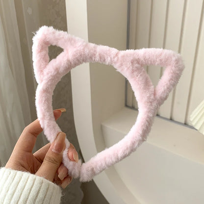 Kawaii Cat Ears Headband 🐾✨ Cozy Velvet Hair Hoop for Women 🌸 Perfect for Autumn & Winter!