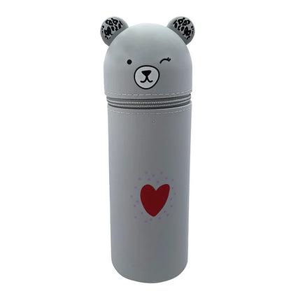 Bear Shaped Silicone Pencil Case Pen Holder For School Supplies Cute Storage 🐻✨