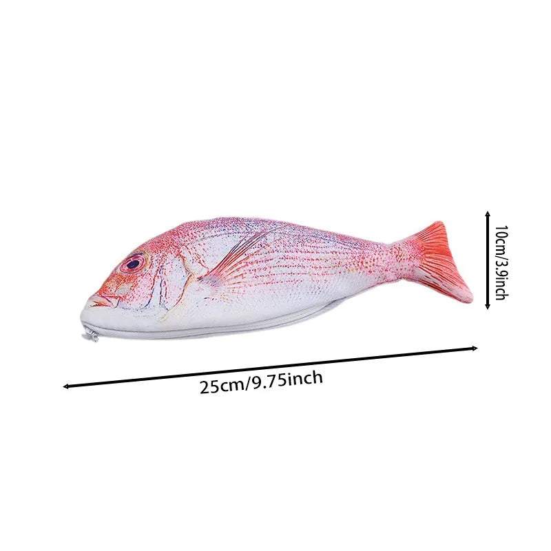 Cute Simulation Fish Pencil Case Cartoon Zipper Box Large Capacity 🐟🐠
