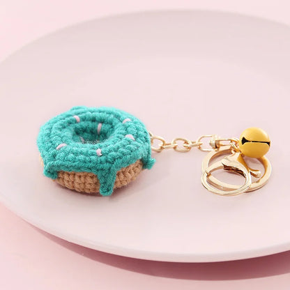 Crochet Donut Keychain Plush Bag Charm Cute Key Ring For Keys 🍩🧶