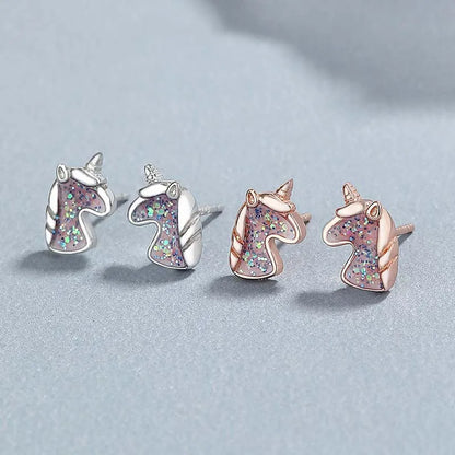 Kawaii Unicorn Stud Earrings 🌈✨ | 925 Sterling Silver Cuties for Girls & Women 🎁💖 | Adorable Birthday Gift!