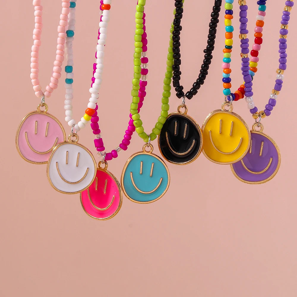 Kawaii Irregular Round Smile Face Necklace 🌈✨ - Perfect Gift for BFFs & Kids! 🎁💖