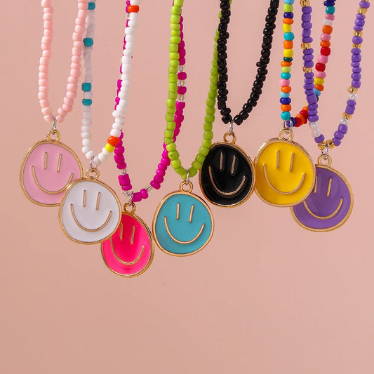 Kawaii Irregular Round Smile Face Necklace 🌈✨ - Perfect Gift for BFFs & Kids! 🎁💖