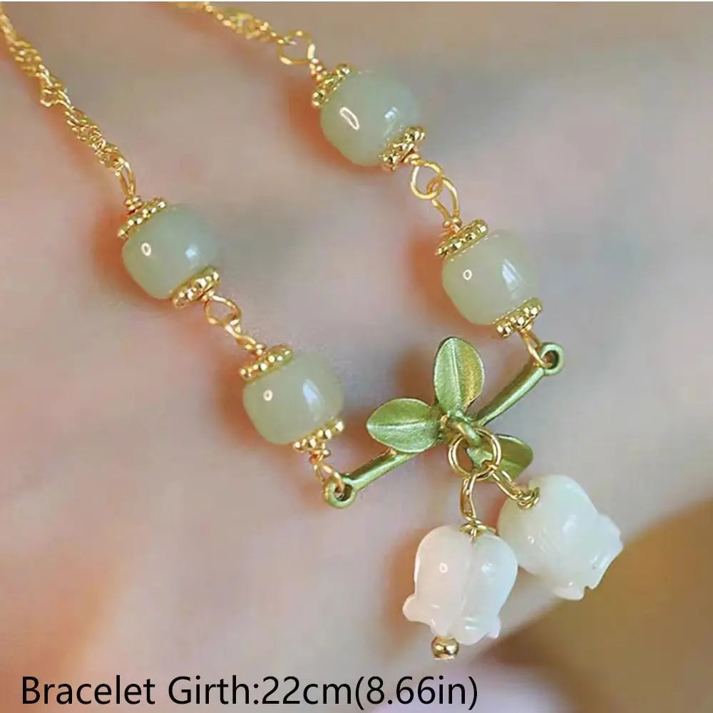 🌸 Charming Orchid & Cherry Beaded Bracelet 🌟 Kawaii Hand Ring for Girls 💖 Trendy Jewelry Accessory