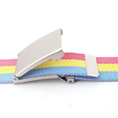 Kawaii Rainbow Striped Tactical Belt 🌈✨ Unisex Slim Fashion Accessory for Casual Vibes! 🐾🦄