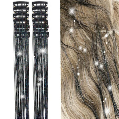 12 Pcs Clip In Hair Tinsel Pack Glitter Fairy Extensions For Women And Kids ✨