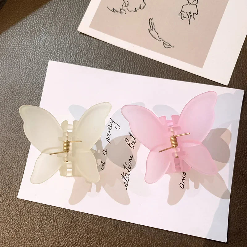 Kawaii Butterfly Hair Clips 🦋✨ | Cute Matte Clear Hair Claws for Women & Girls | Adorable Korean Hair Accessories 🌸💖