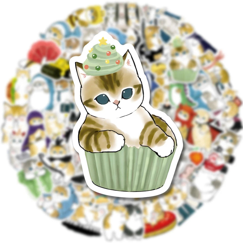 Adorable Kawaii Cat Stickers - Whimsical Graffiti Decals for Creative Fun! 🐱✨