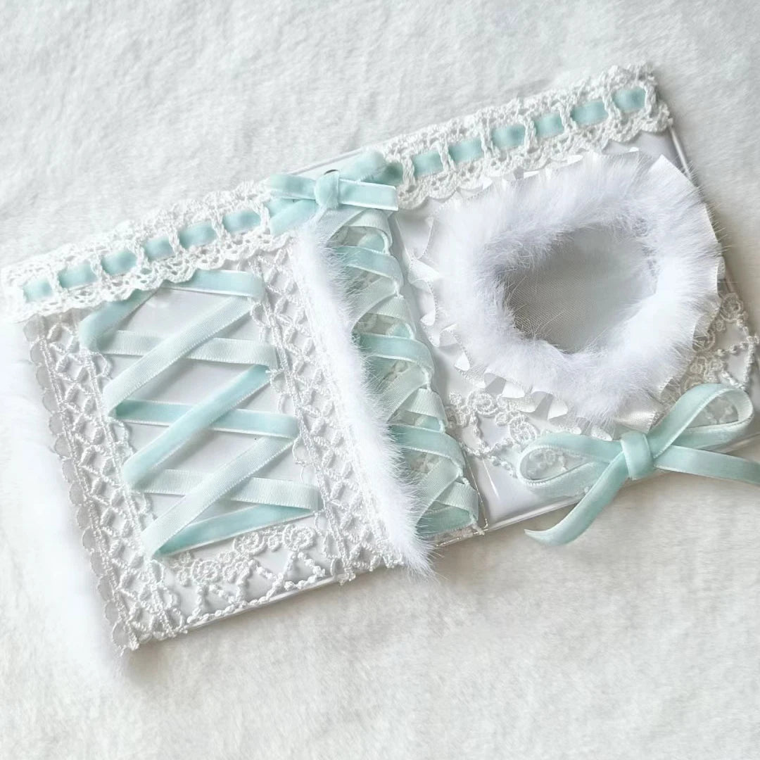 Blue Lace Whimsy Photocard Binder With Ribbon Toploader Sleeve 3 Inch 💙🎀