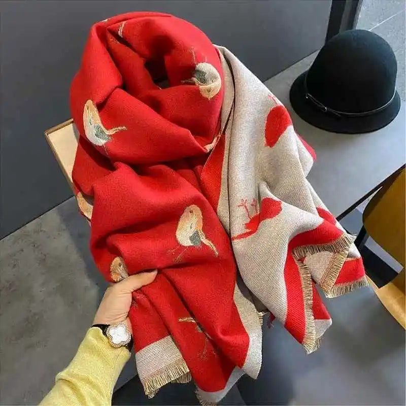 Cozy Animal Print Blanket Scarf Women Warm Pashmina Shawl Winter Wrap 🧣