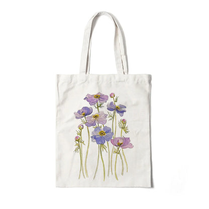 Kawaii Floral Canvas Tote 🌼💖 | Cute Eco-Friendly Shoulder Bag for School & Shopping 🌸✨