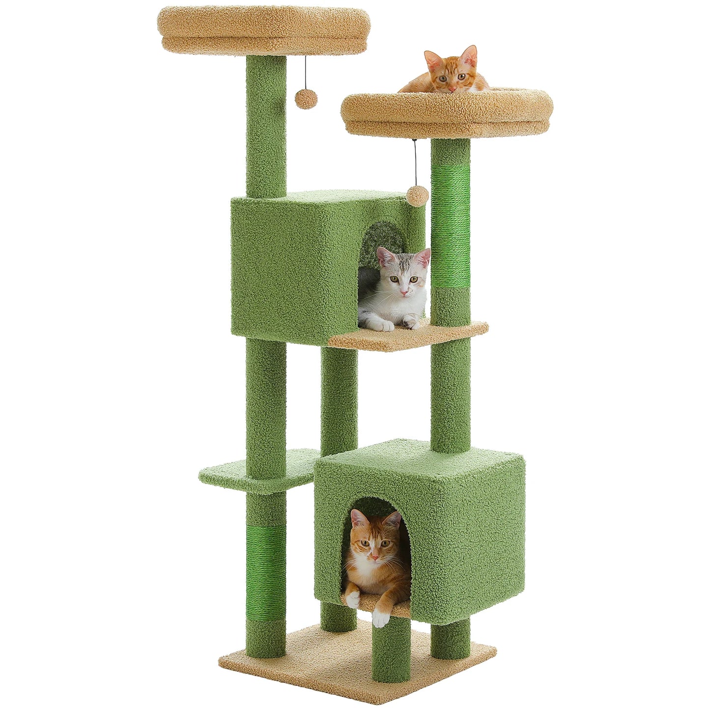 Cactus Cat Tower 133cm Indoor Cat Tree With 2 Perches 2 Condos 🐱🌵