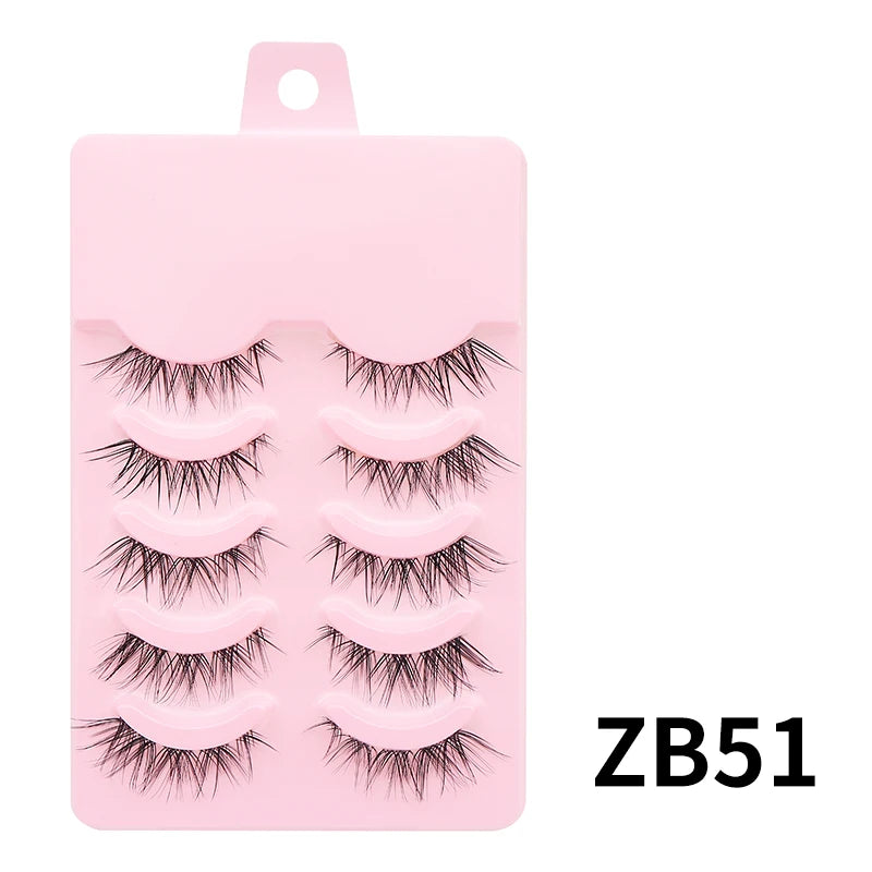 Pastel Little Devil Anime Lashes 5 Pairs Clear Band Full Strip For Natural Daily Manga Style Eyelashes 😈👁️✨