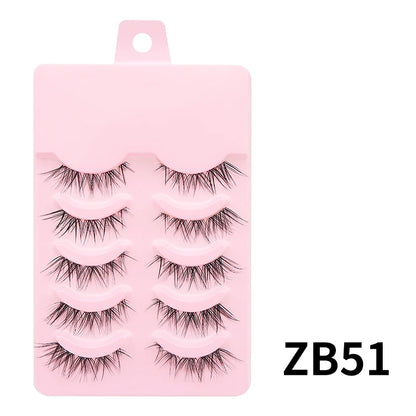 Pastel Little Devil Anime Lashes 5 Pairs Clear Band Full Strip For Natural Daily Manga Style Eyelashes 😈👁️✨