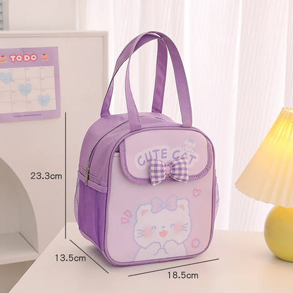 Adorable Kawaii Bunny Lunch Box 🍱💕 - Insulated Pink Bow Bento Bag for Kids & Students!