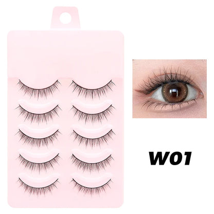 Pastel Little Devil Anime Lashes 5 Pairs Clear Band Full Strip For Natural Daily Manga Style Eyelashes 😈👁️✨