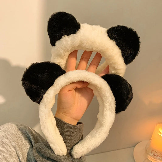 Plush Panda Ears Headband For Women Wash Face Holder Hair Accessory 🐼✨