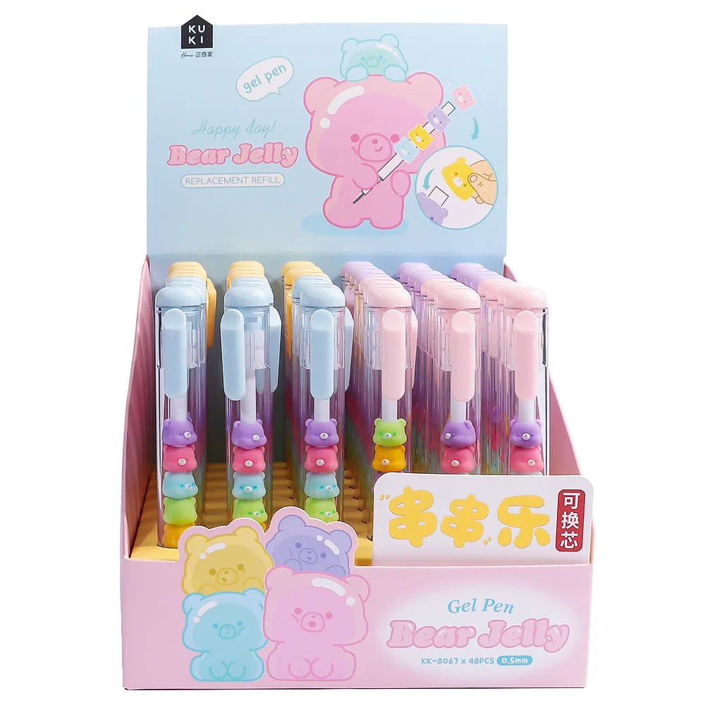 Adorable Kawaii Bear Gel Pens 🐻✨ | 0.5mm Black Ink Ballpoint for Students & Office Fun! 🖊️💖