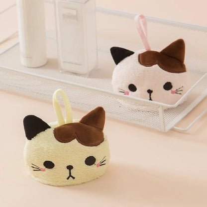 Adorable Kawaii Cat Hand Towels 🐾✨ - Soft & Absorbent Coral Velvet Kitchen Dishcloths! 🧼💖