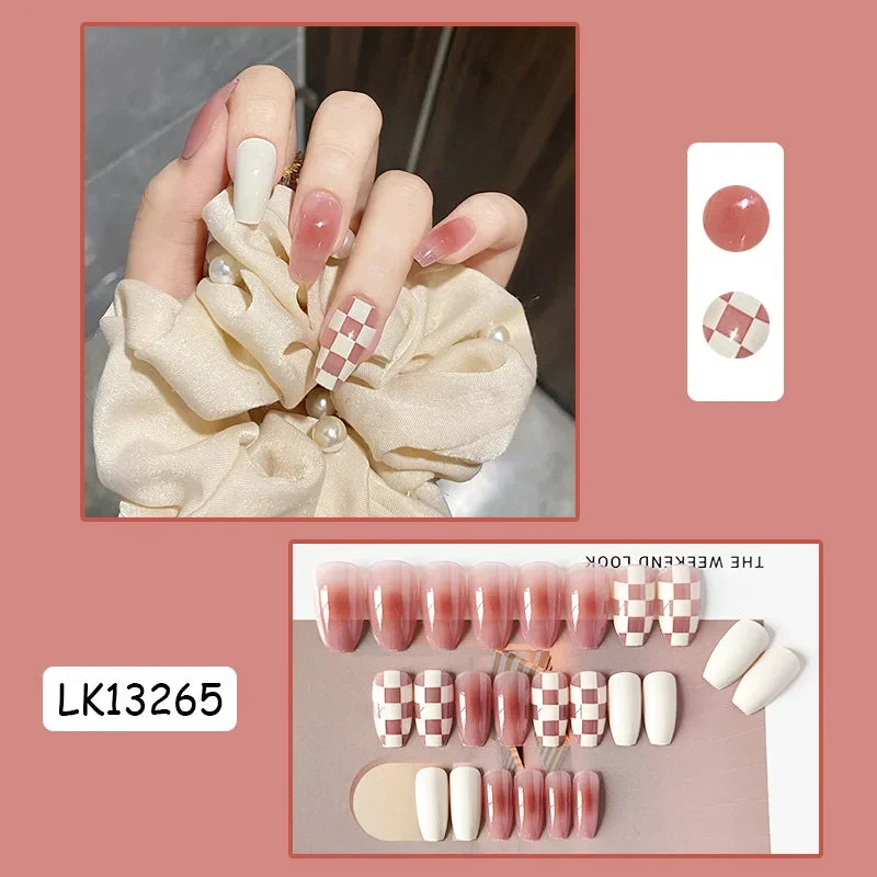 ✨ 24P Kawaii Rainbow Ballerina Press-On Nails 💅 - Adorable Full Cover Artificial Fake Nails for Creative Nail Art! 🌈