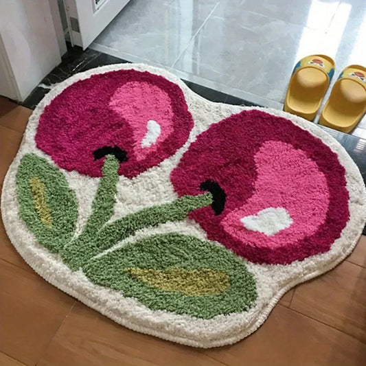 Cherry Blossom Fluffy Doormat 🍒✨ - Soft & Absorbent Rug for Bathroom & Bedroom 🛁💖