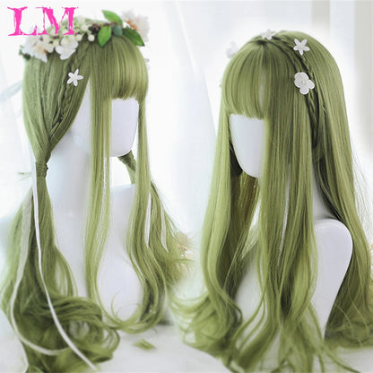 Kawaii Ombre Green Wavy Wig 🌟✨ | Heat-Resistant Fiber for Cosplay & Daily Style 💚🎀