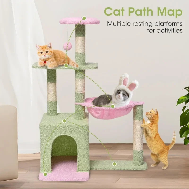 🌸 Purr-fectly Adorable 37" Cat Tree Tower with Flower Napping Spot & Scratching Fun! 🐾