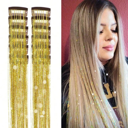 12 Pcs Clip In Hair Tinsel Pack Glitter Fairy Extensions For Women And Kids ✨