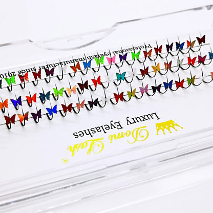 ✨ Rainbow Glitter Lashes - Kawaii Butterfly Star Individual Extensions for Magical Makeup! 🌈💖